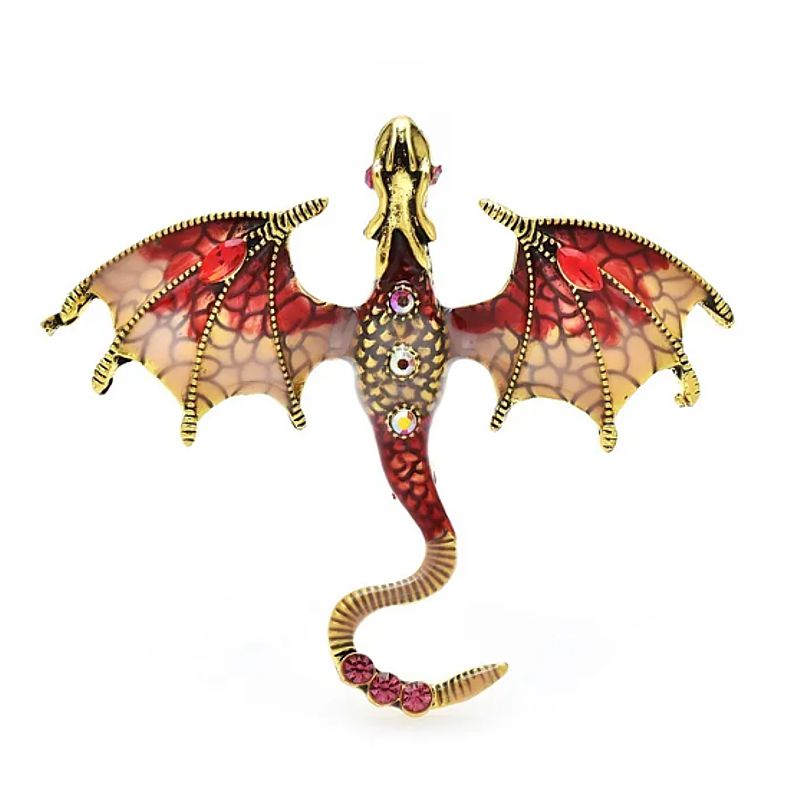 Red Dragon Pin/Pendant - Enamel and Rhinestones - Click Image to Close